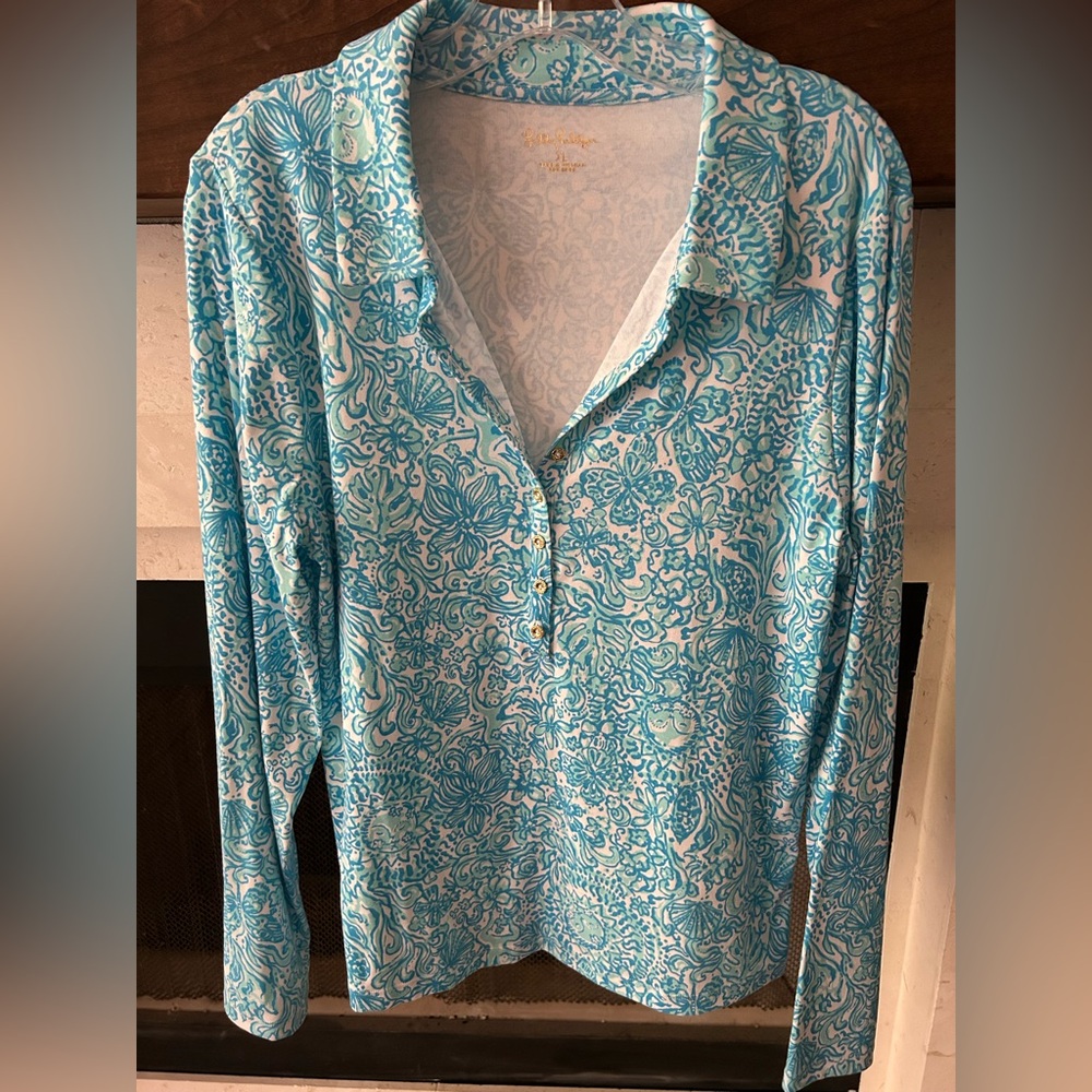 Lilly Pulitzer Turquoise Floral Women’s Shirt